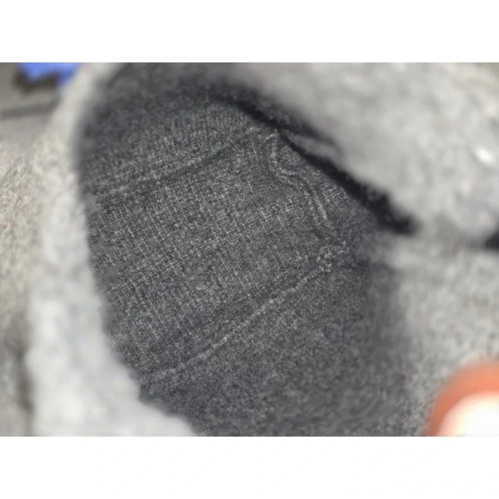 Grey Knit Wool Blend Slouchy Hobo Bag Blue Flower Pin Minimalist Tote‎ Hipster